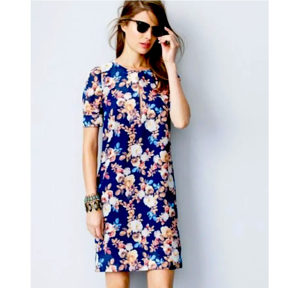 Jcrew 100% silk keyhole shift dress. 4petite